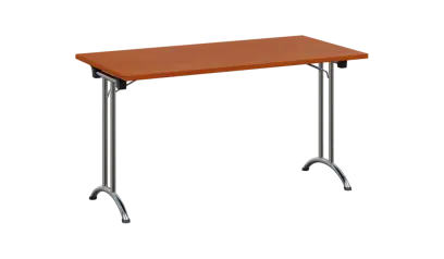 SLC 140 chrom skládací jednací stůl 1394x700, deska 25 mm, podnož chrom, deska třešeň šumavská